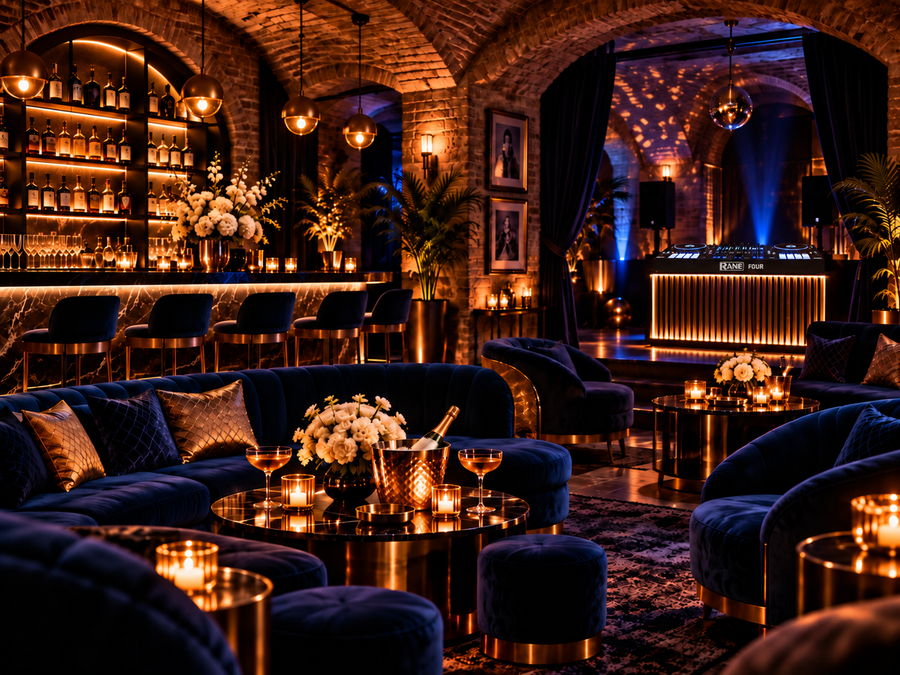 Private party lounge setup