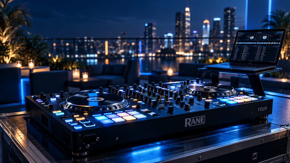 DJ controller and music setup